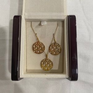 OPULUX Gold Over Sterling Silver Necklace & Earrings Set in the Box